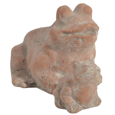 Terracotta Frosch Figur Braun Garten Chabby Chic 6 hoch x 8 cm lang