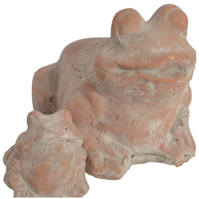 Terracotta Frosch Figur Braun Garten Chabby Chic 6 hoch x 8 cm lang