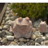 Terracotta Frosch Figur Braun Garten Chabby Chic 6 hoch x 8 cm lang