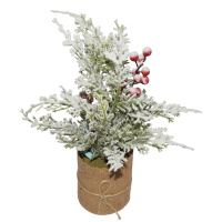 Beerenstrau&szlig; Jutetopf 32cm Weihnachtsdeko WinterdekoStrauch