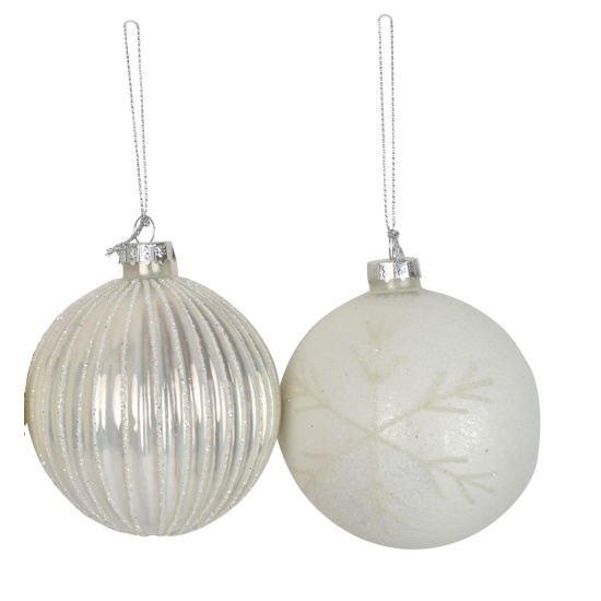 24-teiliges Weihnachtskugeln-Set In Weiß – 8 Cm Glas-Kugeln Mit Hochglanz, Perlmatt & Matt
