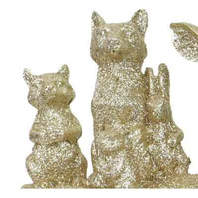 Hirsch Figur liegend mit Tiergruppe 15cm Gold