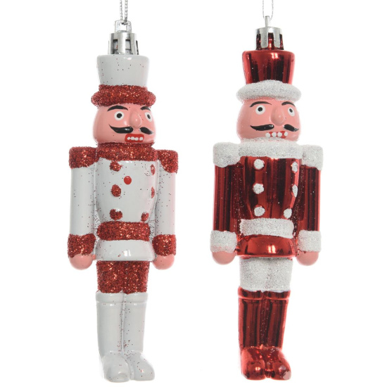 2 Set Nussknacker 13cm Rot Wei&szlig; Weihnachtsschmuck Weihnachtsdeko