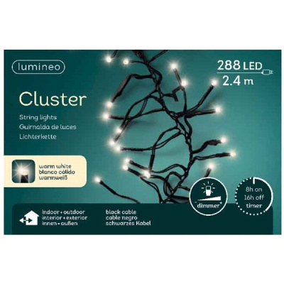288er Birnen Lichterkette Warmwei&szlig; Cluster 2,4m