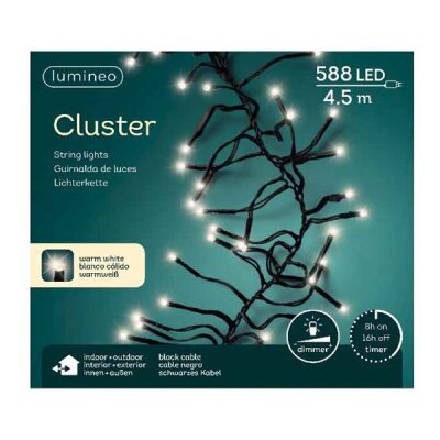 CHICCIE LED Lichterkette Cluster warm wei&szlig; 4,5m...