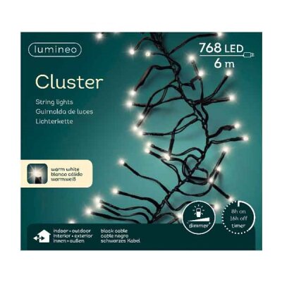 CHICCIE LED Lichterkette Cluster warm wei&szlig; 6m 768LED schwarzes Kabel