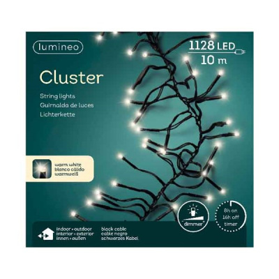 LED Lichterkette Cluster warm wei&szlig; 10m 1128 LED...