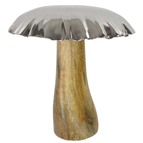 CHICCIE Deko Pilze aus Holz mit Metall Kopf Pilz Figur Gartenfigur,