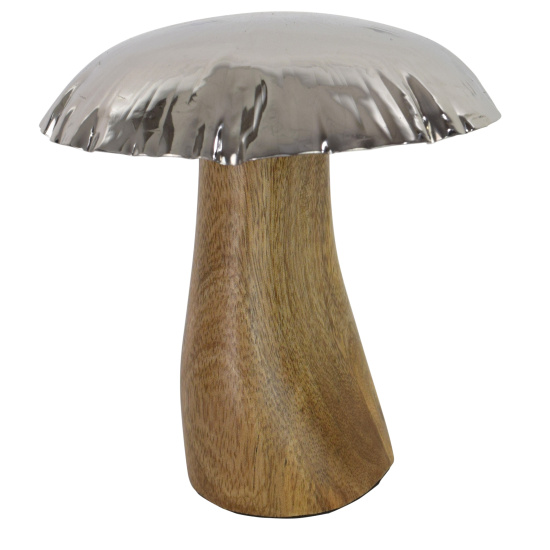 Deko Pilze aus Holz mit Metall Kopf Pilz Figur Gartenfigur
