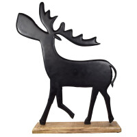 Holz Hirsch Figur Schwarz stehend