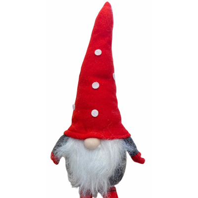 Wichtel Kantenhocker Grau 51cm rot Weihnachtsfigur