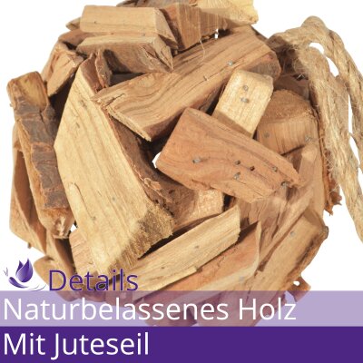 CHICCIE Holzkugel H&auml;ngend Natur - Dekokugel Dekoball Holzball