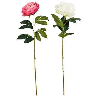 2 Pfingstrosen Kunstblumen wei&szlig; und rosa Kunstpflanzen