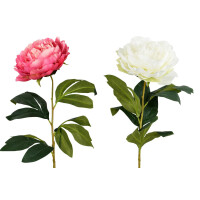 2 Pfingstrosen Kunstblumen wei&szlig; und rosa Kunstpflanzen