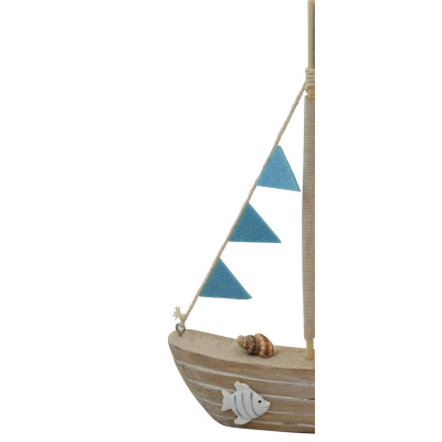 Segelschiff Muscheln Holz Blau Wei&szlig; 23cm Maritim Deko Schiff Dekoration