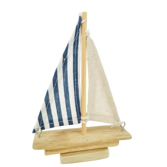 Schiff Figur Wei&szlig; Blau 15cm Maritim Deko Dekoschiff Dekoration