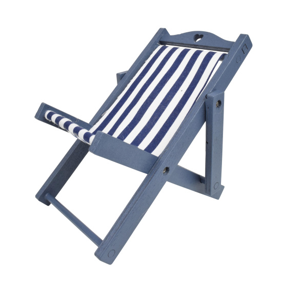 Strandstuhl Gestreift Blau Wei&szlig; 12cm Sommerdeko Maritim Deko Dekoration