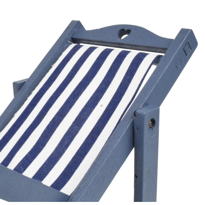 Strandstuhl Gestreift Blau Wei&szlig; 12cm Sommerdeko Maritim Deko Dekoration