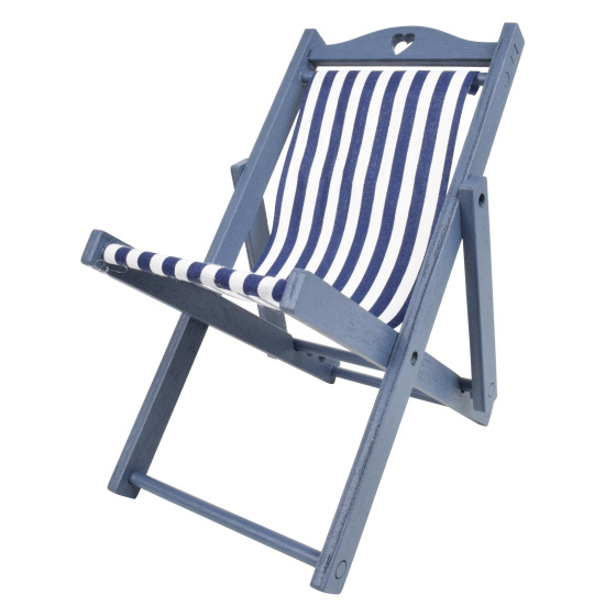 Strandstuhl Gestreift Blau Wei&szlig; 15cm Sommerdeko Maritim Deko Dekoration