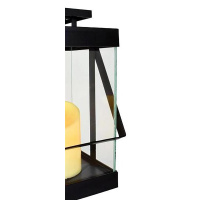 Laterne LED Kerze Timer Warmwei&szlig; Schwarz 25cm Kerzenhalter Windlicht