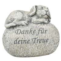 Stein Grabdeko Grau Hund 15cm