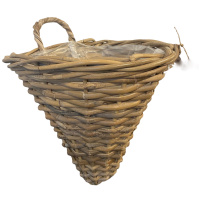 Rattan Korb Zum Aufh&auml;ngen 30 x 15cm Pflanzkorb Pflanzgef&auml;&szlig; &Uuml;bertopf Blumenkorb Blumentopf Pflanztopf