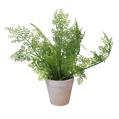 Knstliche Farn Pflanze im lila stein topf klein 19cm hoch Deko Blume