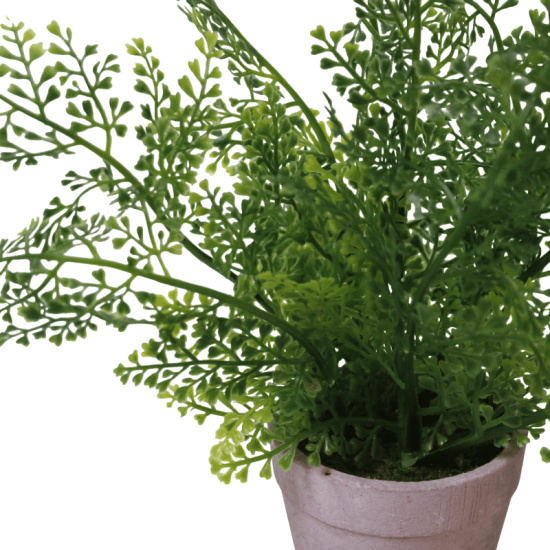 Knstliche Farn Pflanze im lila stein topf klein 19cm hoch Deko Blume