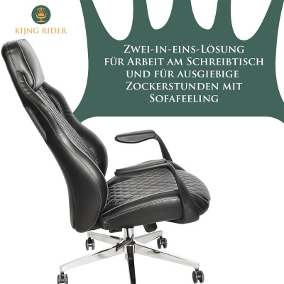 Ergonomischer Bürostuhl Kunstleder Schwarz Kijng...