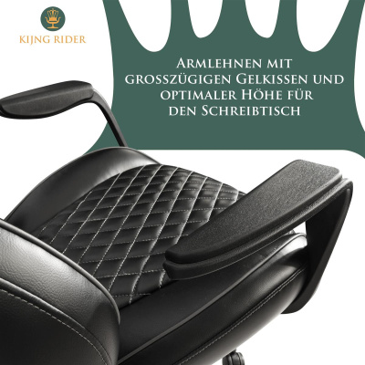 Ergonomischer B&uuml;rostuhl Kunstleder Schwarz Kijng Rider Chefsessel