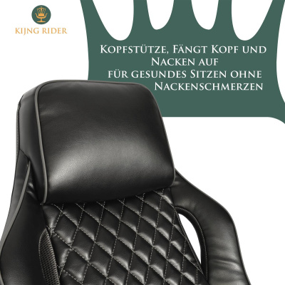 Ergonomischer B&uuml;rostuhl Kunstleder Schwarz Kijng Rider Chefsessel