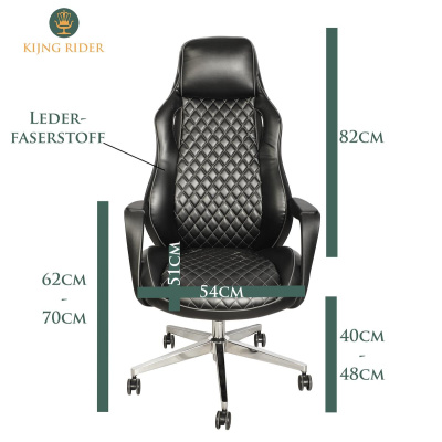 Ergonomischer B&uuml;rostuhl Kunstleder Schwarz Kijng Rider Chefsessel