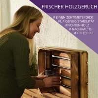 4 Set Holzregal Schmalhanz 50x40x15cm Geflammt mit Regalbrett