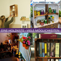 4 Set Holzregal Schmalhanz 50x40x15cm Geflammt mit Regalbrett