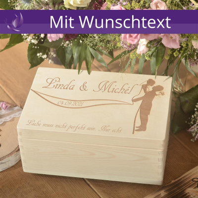 Holzbox Personalisiert zur Hochzeit 30x20cm Aufbewahrungsbox Holztruhe Natur