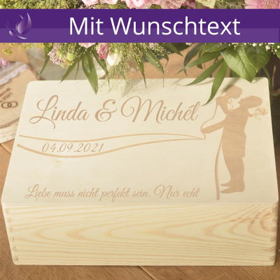 Holzbox Personalisiert zur Hochzeit 40x30x14cm Aufbewahrungsbox Holztruhe Natur