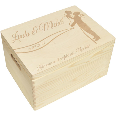 Holzbox Personalisiert zur Hochzeit 40x30x22cm Ausbewahrungsbox Holztruhe Natur