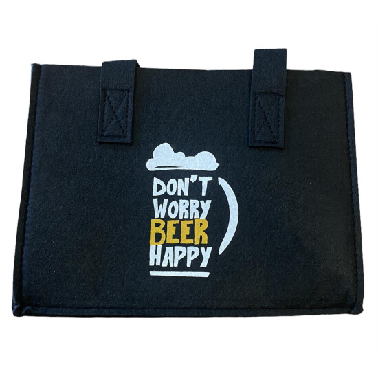 M&auml;nnerhandtasche Filz Schwarz 23cm mit Spruch Biertasche Flaschentasche