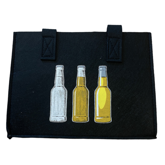 M&auml;nnerhandtasche Filz Schwarz 23cm Biertasche Flaschentasche