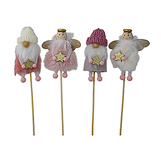 4 Set Polyester Weihnachtsfiguren am Stiel 5x6x28cm Weihnachtsdeko