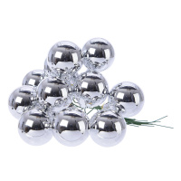 12 Set Adventskranzkugeln Glas Silber Glänzend Weihnachtsdeko