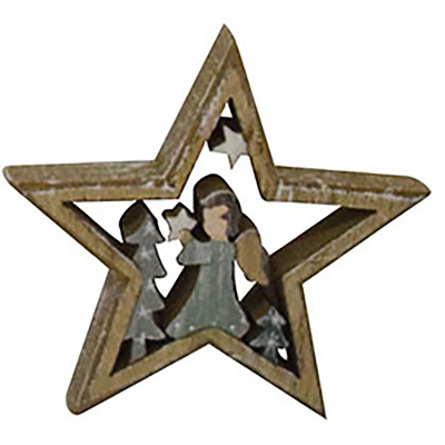 Holzaufsteller Stern Figur bemalt Weihnachtsdeko