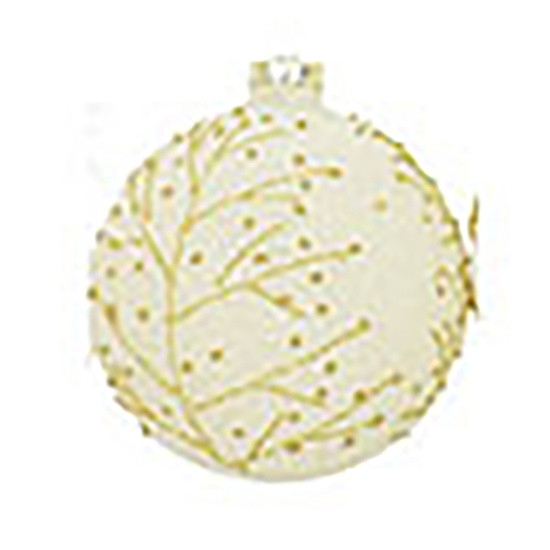 Weihnachtskuge gold weiß Zweige 10x10x10cm Weihnachtsbaumschmuck
