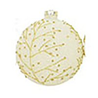 Weihnachtskuge gold weiß Zweige 10x10x10cm Weihnachtsbaumschmuck