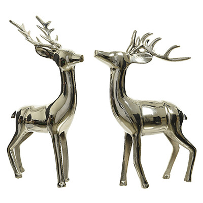 Hirschfigur aus Aluminium silber Weihnachtsdeko