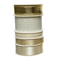 5 Set Geschenkband 400cm Polyester Gold