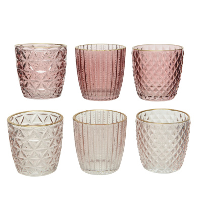 3 Set Teelichthalter Glas 8x8cm Windlicht Deko Dekoration Kerzenhalter