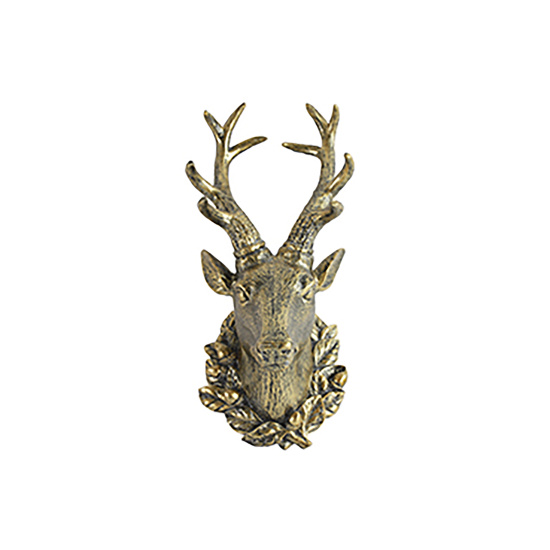 Wandschmuck aus Metall Hirschkopf gold Wandekoration