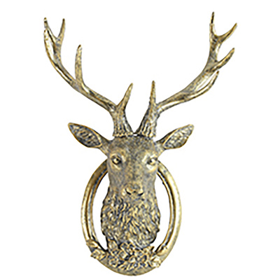 Wandschmuck aus Metall Hirschkopf gold Wandekoration
