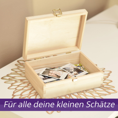 Aufbewahrungsbox Personalisierbar 21x16x9cm Natur Holztruhe Holzkiste